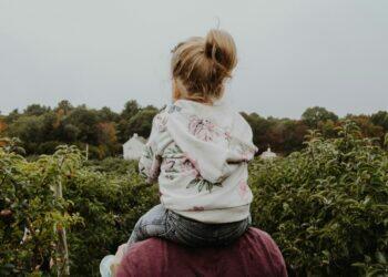 Dad carrying child on his shoulders (Unsplash | Kelly Sikkema)