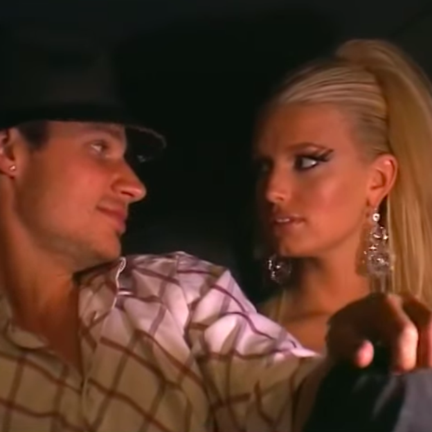 Nick and Jessica looking at each other