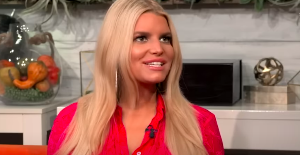 Jessica Simpson in red outfit