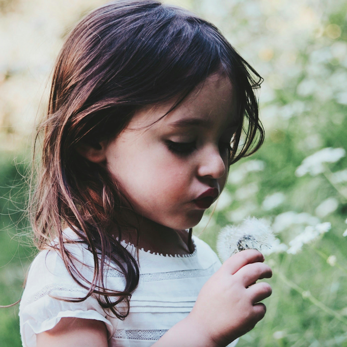 Girl picking flowers
