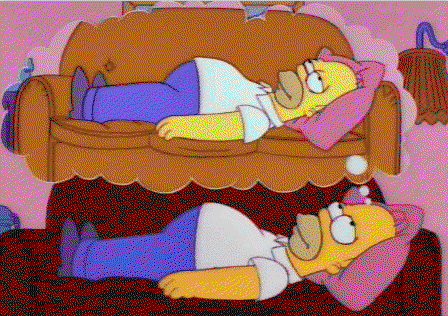 Homer lying on couch