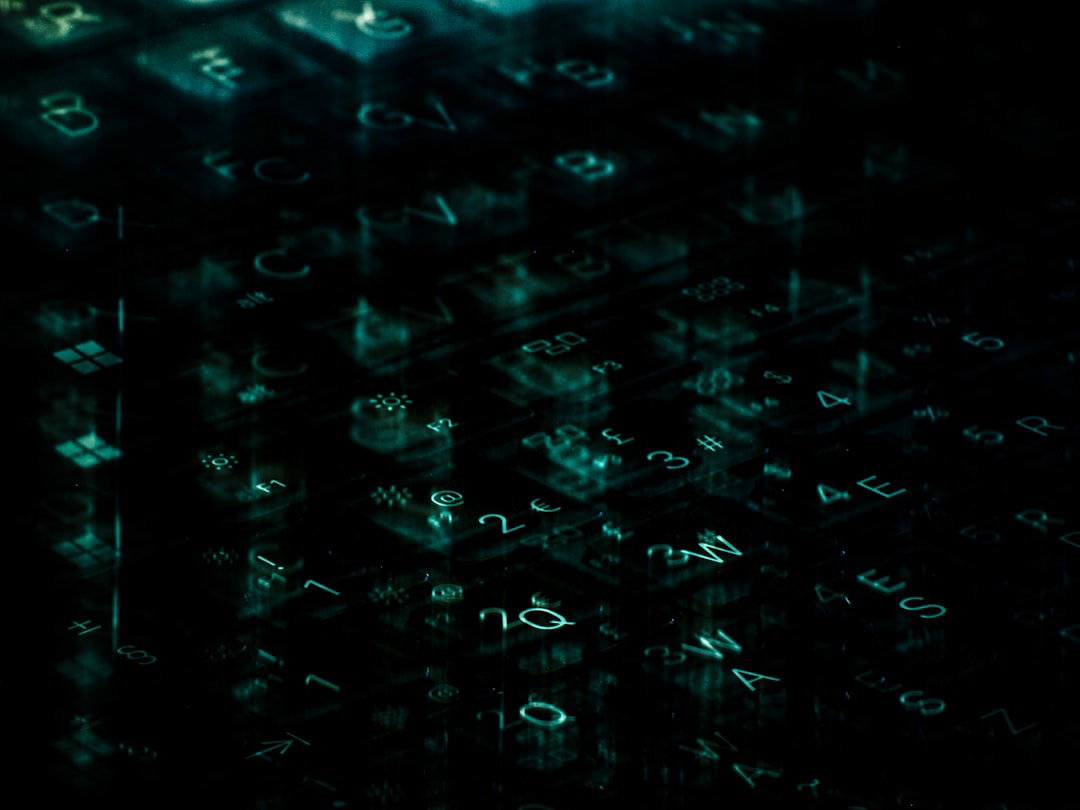 A Matrix-style overlay of numbers over a keyboard.