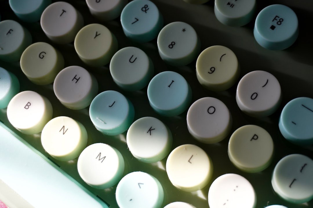 A close-up of a keyboard with rounded keys.
