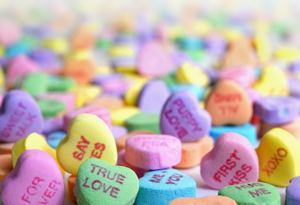 an image of a bunch of conversation heart candies