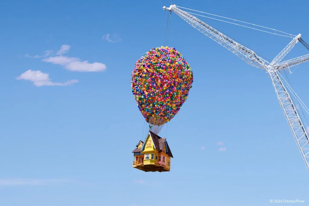 Airbnb’s Up-inspired house hanging from a crane