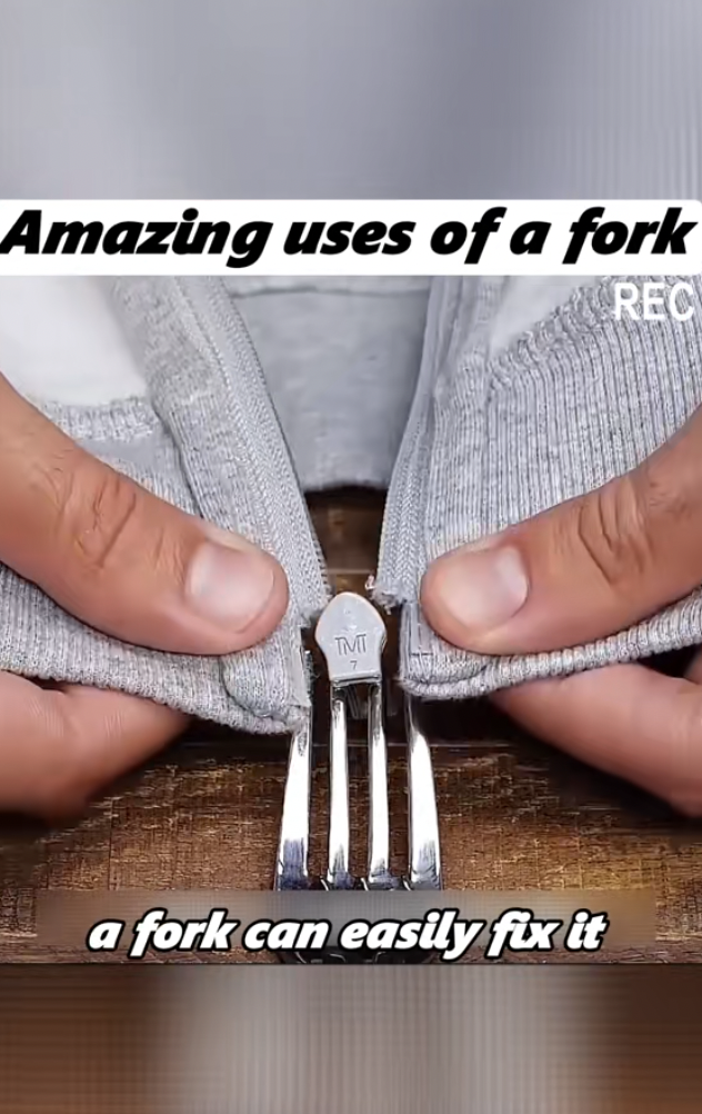 Fixing a zipper using a fork