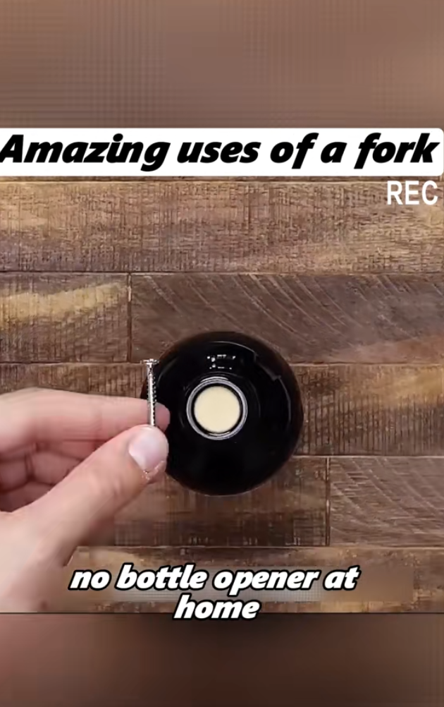 opening a bottle of wine using a fork