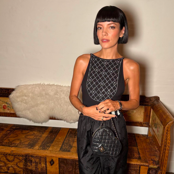 Lily Allen in Chanel ensemble via Instagram