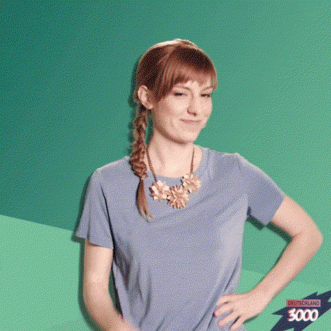 a gif of a girl tapping her head