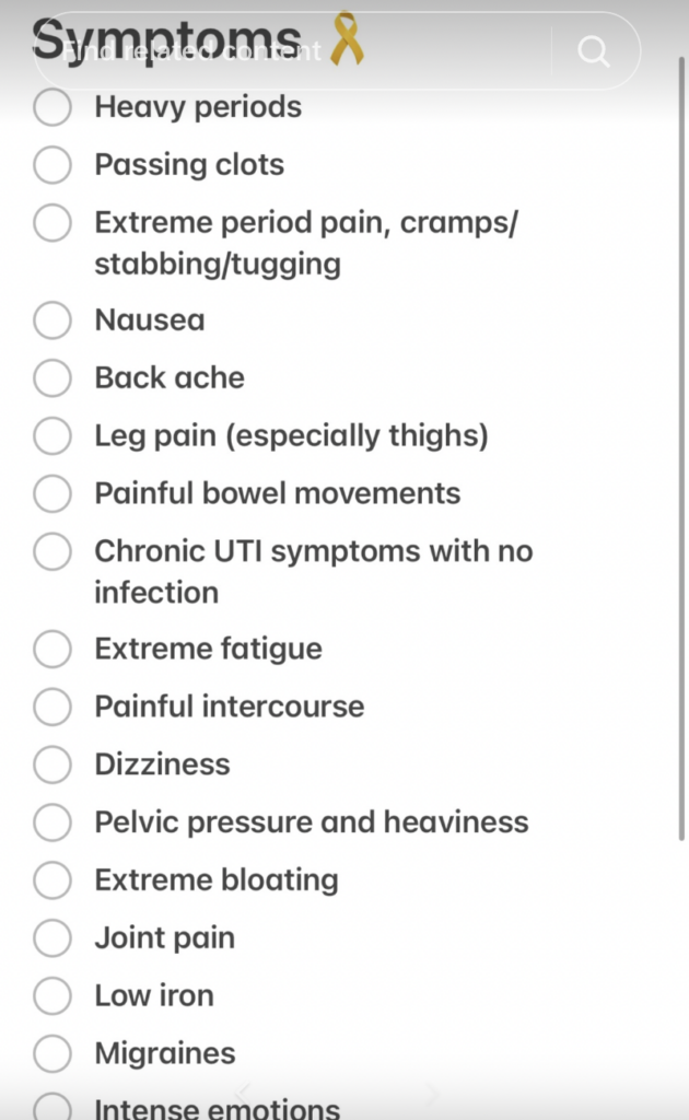 list of symptoms for periods that are not normal 