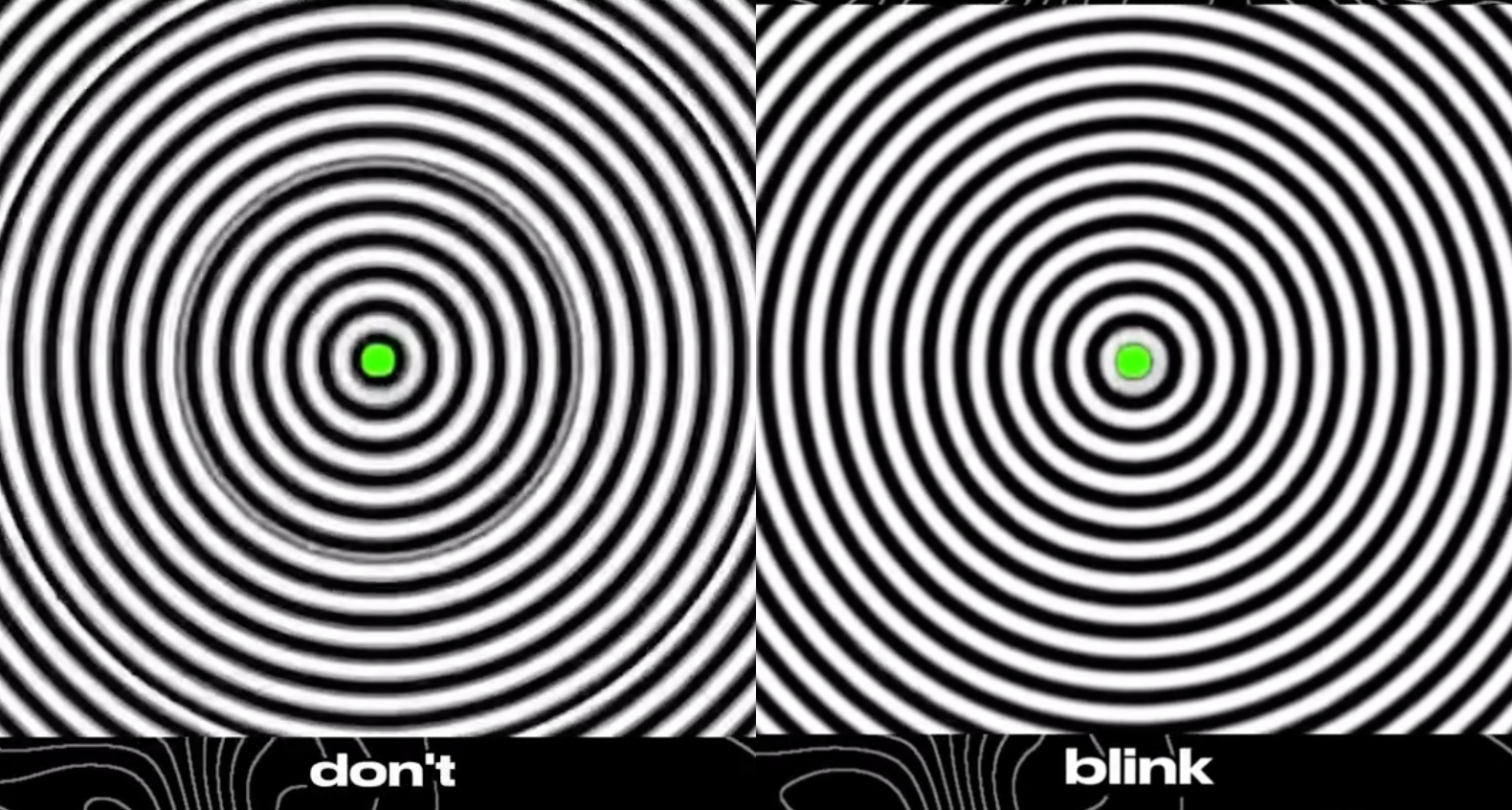 Split screen of optical illusion in a TikTok video