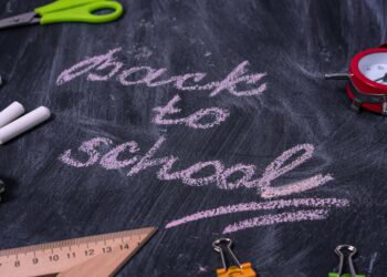 back to school sign on a chalboard