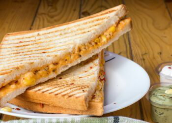 grilled cheese sandwich on a white plate