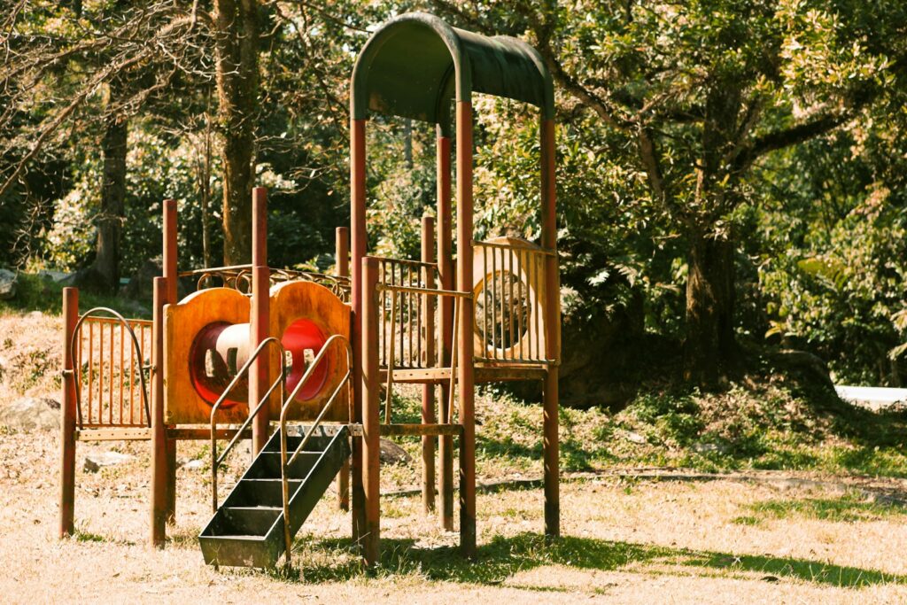 toddler's brown and orange outdoor playset