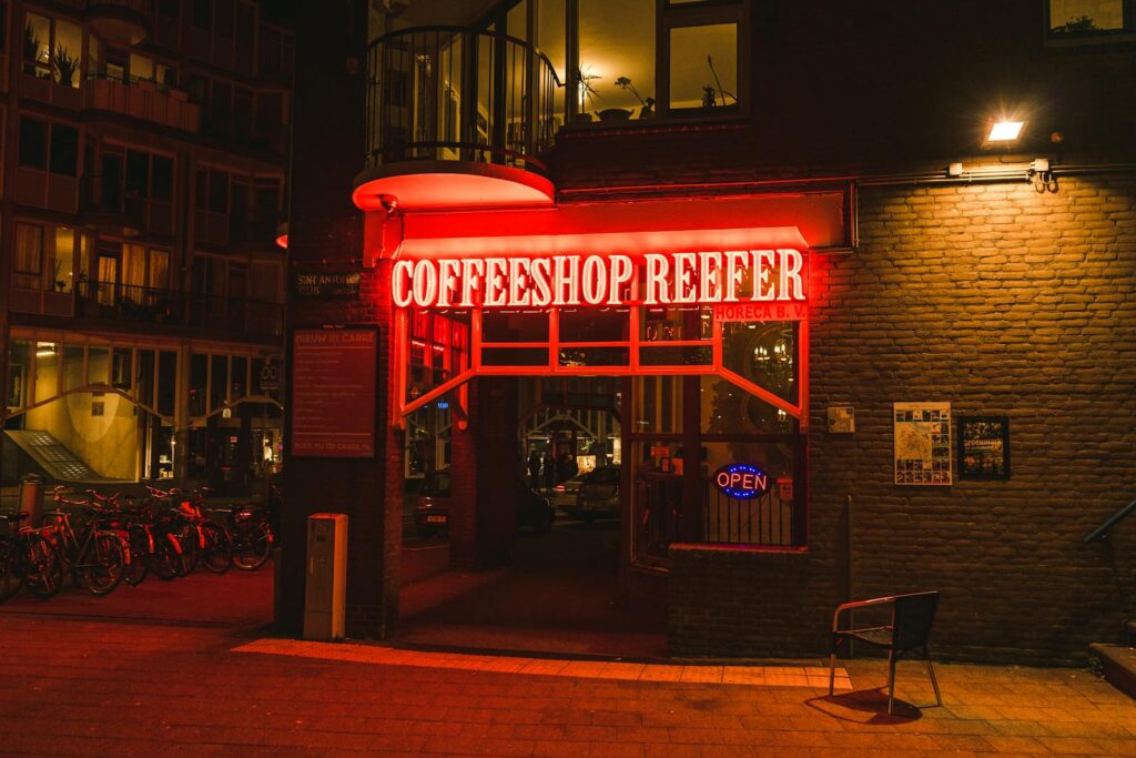Facade of a Coffee Shop During Night Time