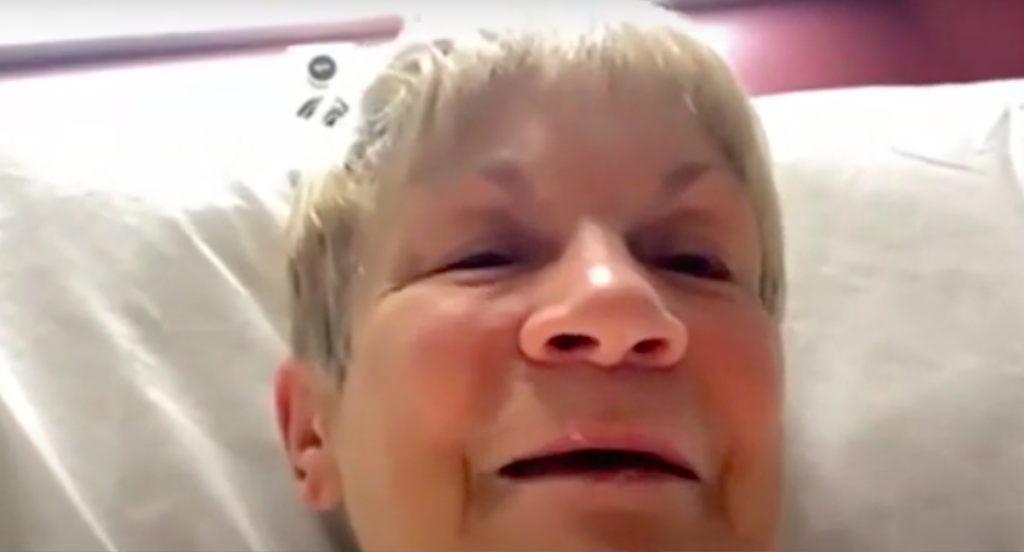 An image of Pamela Helmstadter in the hospital 