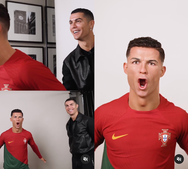 Cristiano Ronaldo next to his was figure