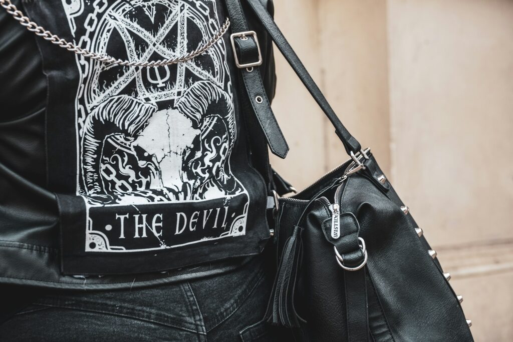 black and white leather backpack