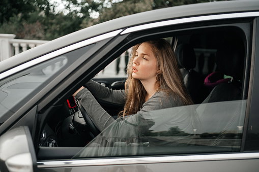 anxious woman driving with depression