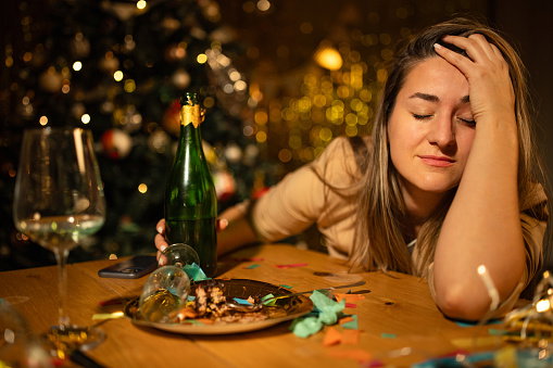 Woman drunk in a nightclub