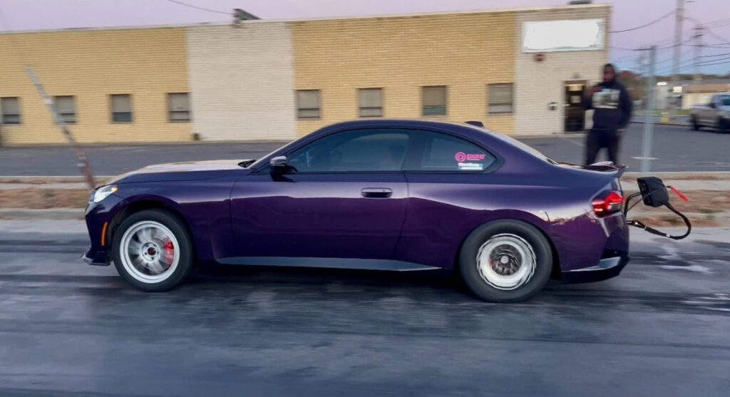 a purple bmw 