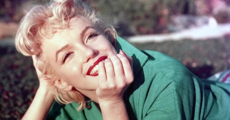Marilyn Monroe with her iconic blonde hair and glamorous look