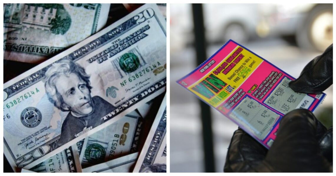 Lottery ticket and money