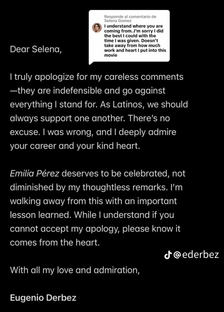 Eugenio's apology to Selena