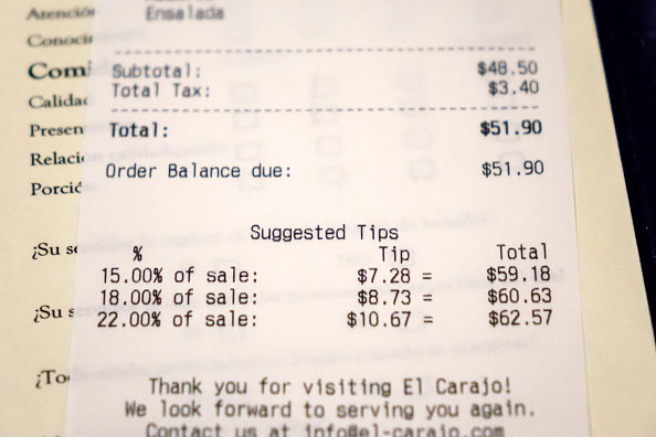 An itemized bill from El Carajo.