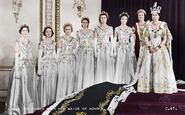Hm Queen Elizabeth Ii With Her Maids Of Honour