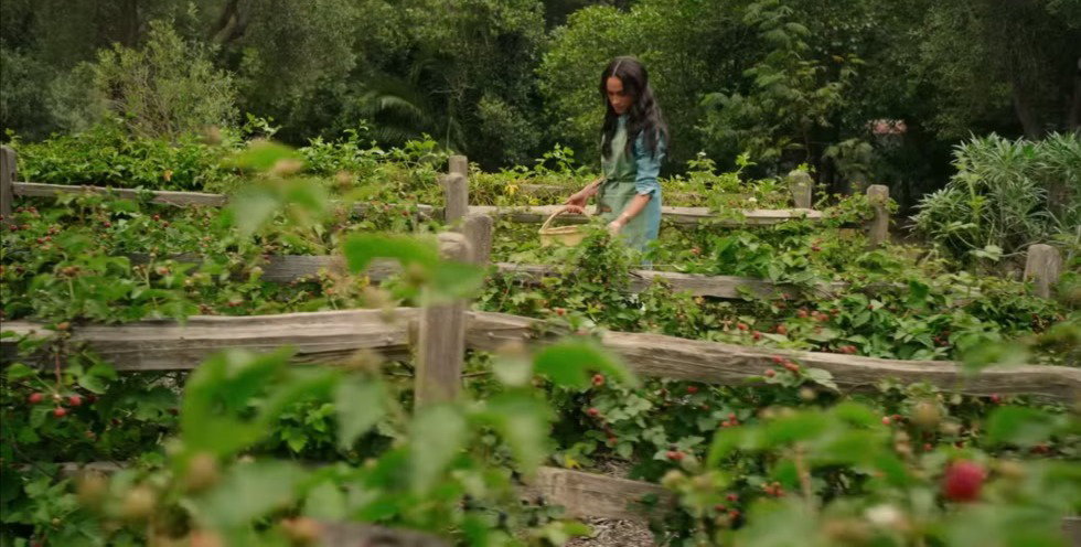 Meghan Markle in the farmhouse garden (Netflix)