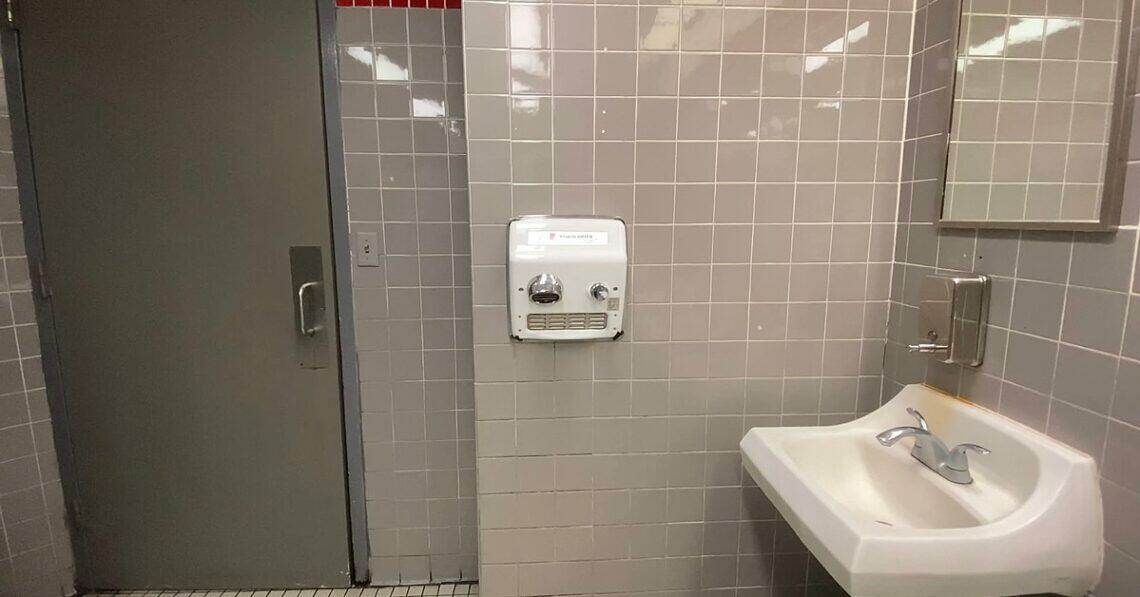 Hand dryer in public restroom