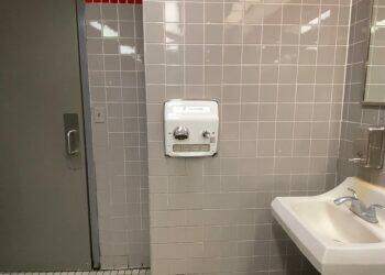Hand dryer in public restroom