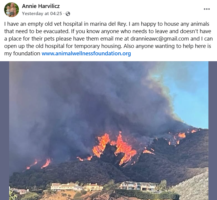 Facebook post by Annie Harvilicz