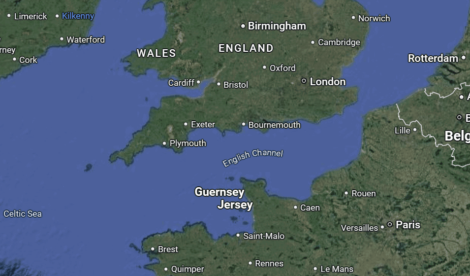The English Channel (Google Maps)