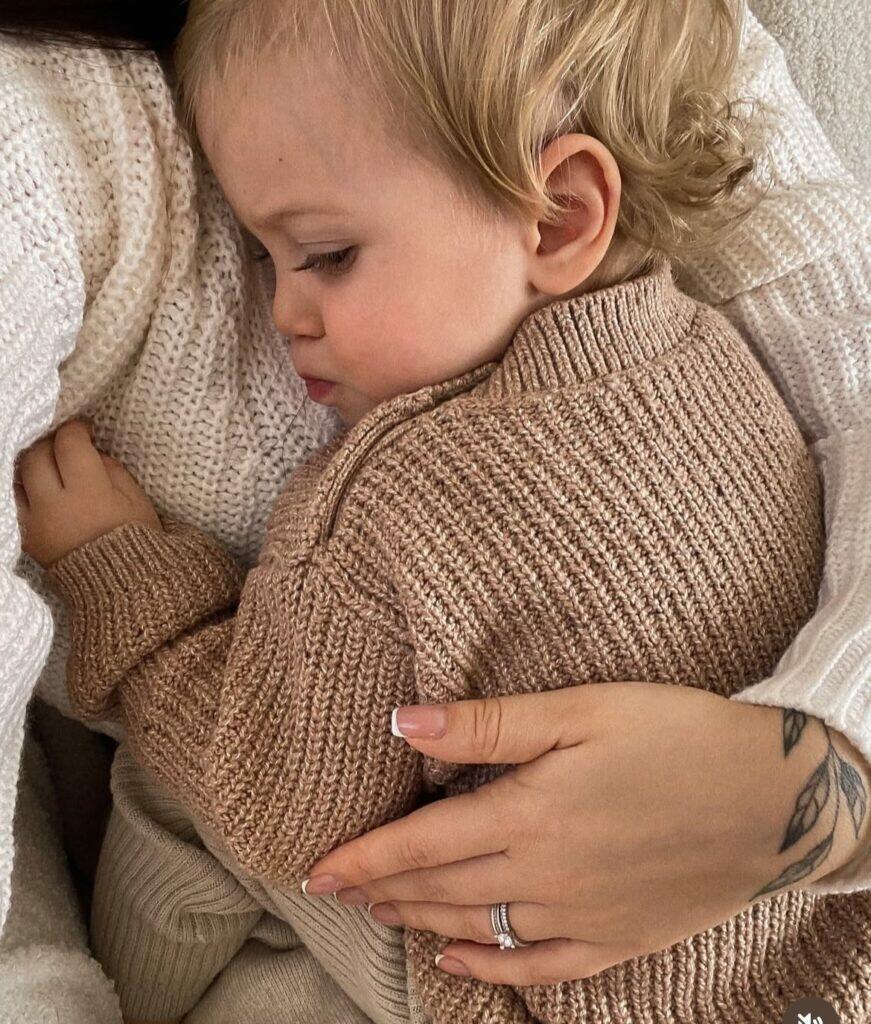 Mom and baby beige aesthetic