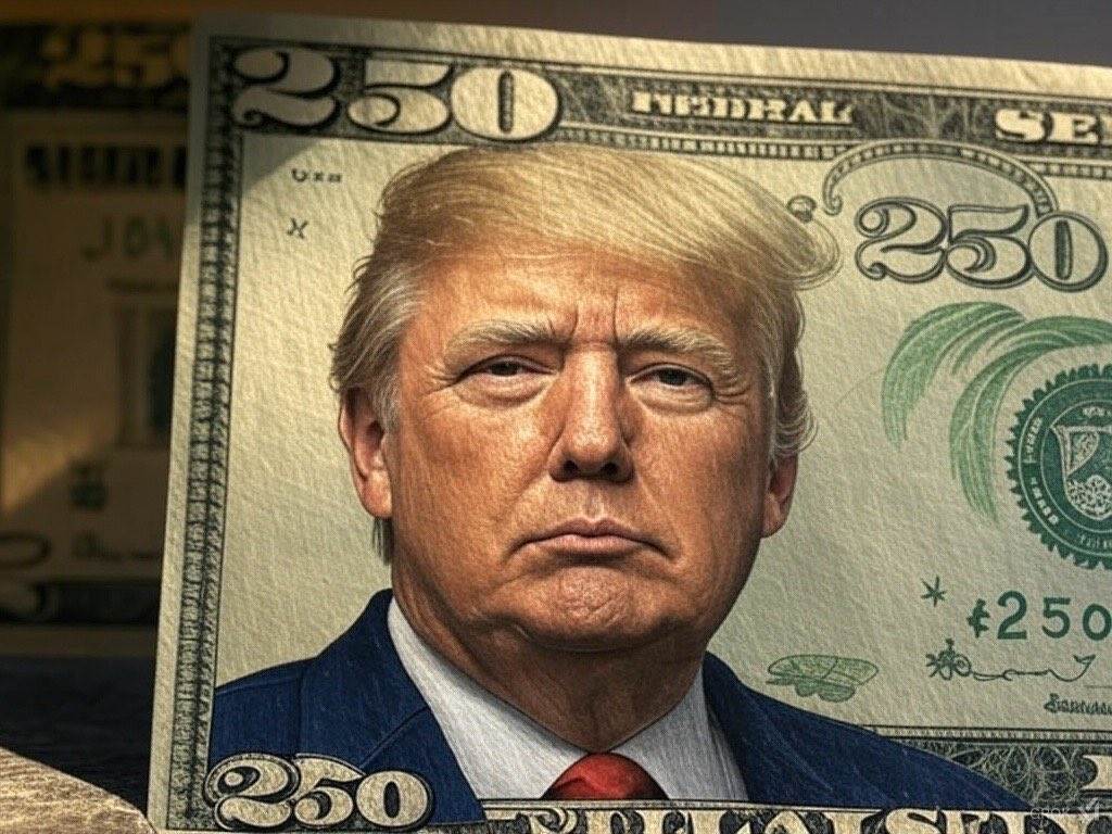 250 dollar bill with Donald Trump's face on it (X | RepJoeWilson)