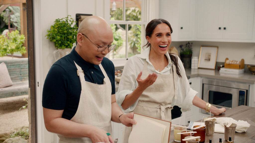 Meghan Markle with a guest on 'With Love Meghan' (Netflix Tudum)
