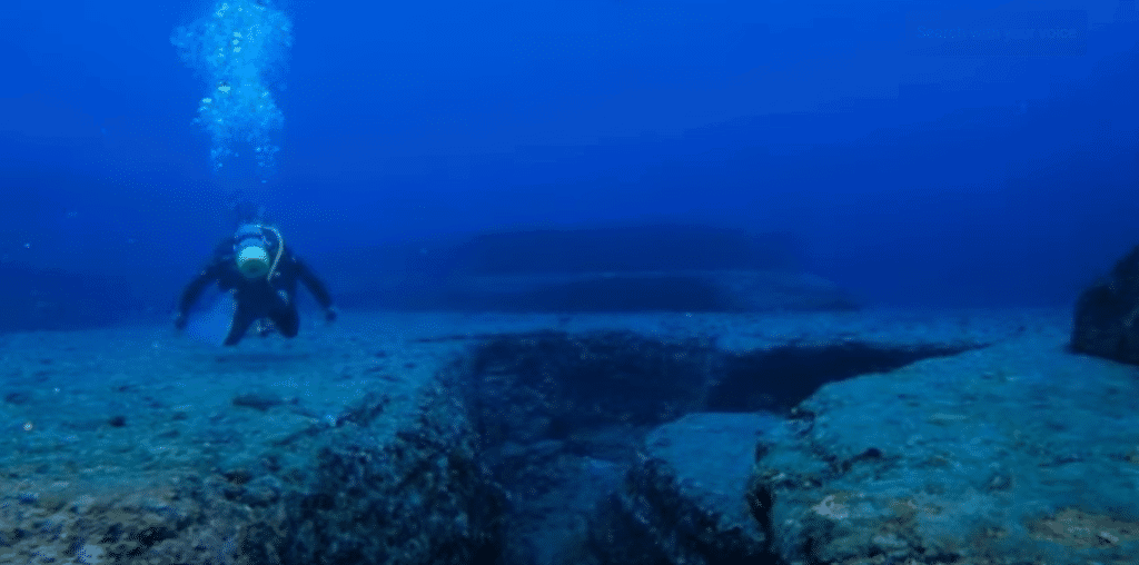 Diver at the Yonaguni Monument
