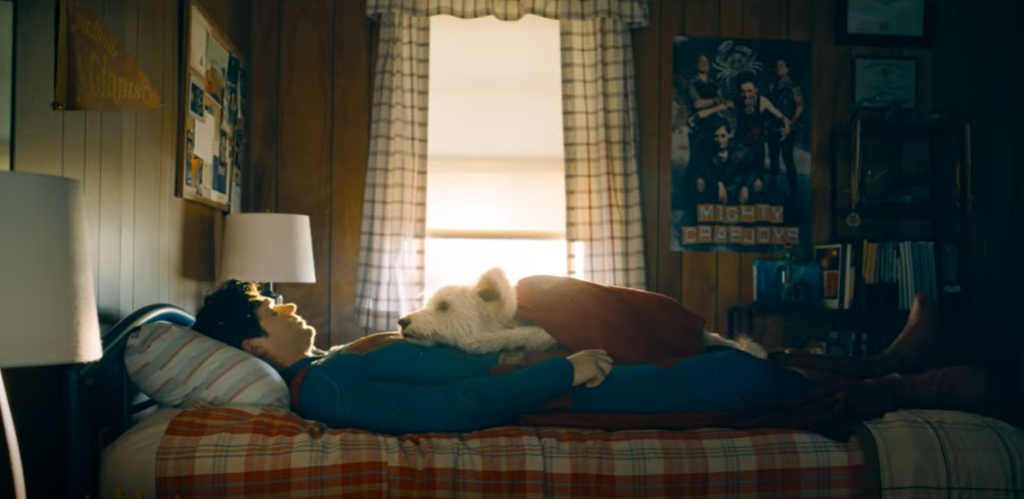 Still from Superman trailer showing Superman and his dog