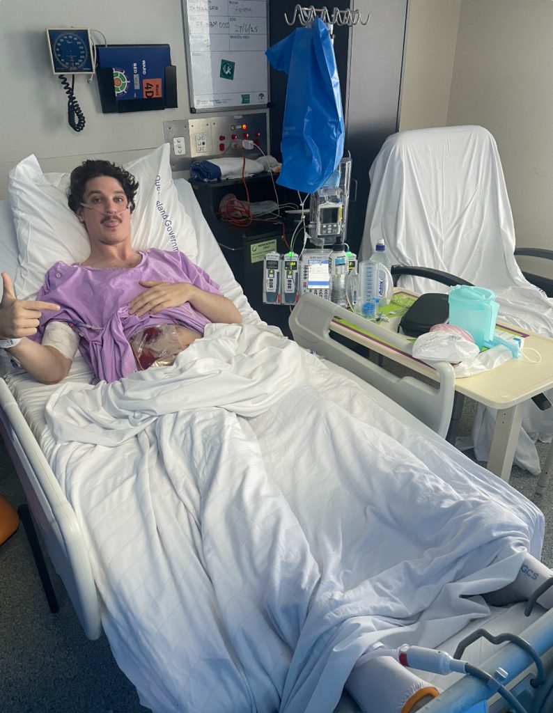 Jordan Brunoli in hospital bed