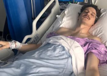 Jordan Brunoli in hospital bed