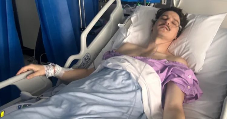 Jordan Brunoli in hospital bed