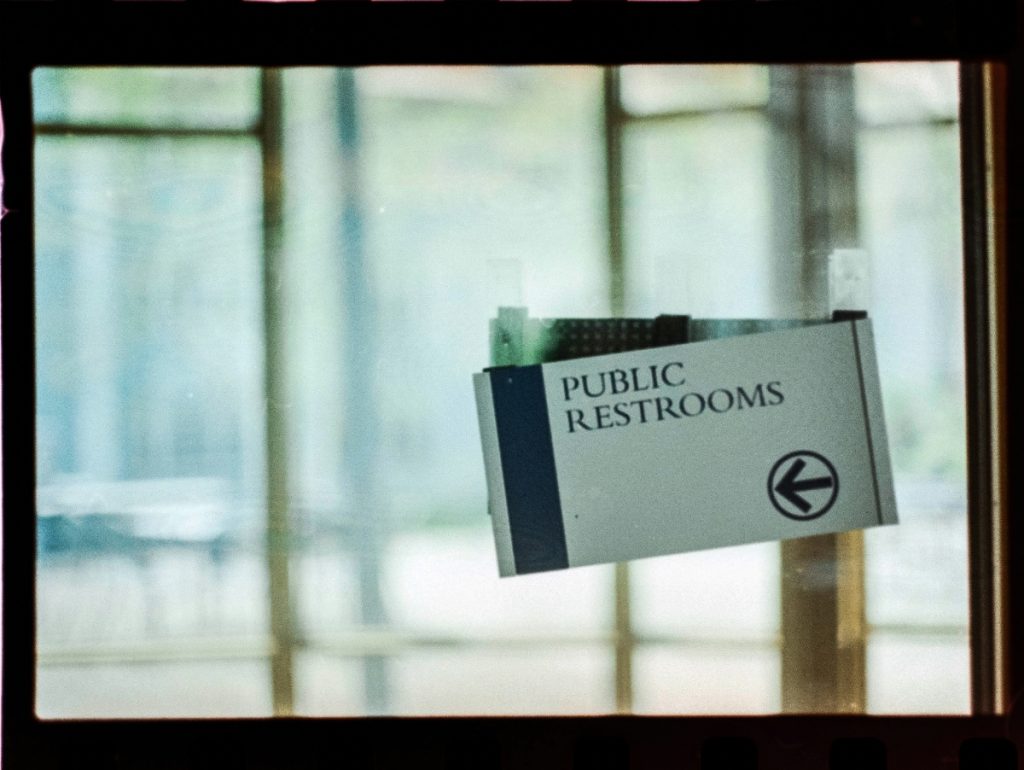 Public restrooms sign