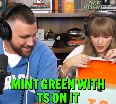 Taylor Swift and Travis Kelce on New Heights podcast
