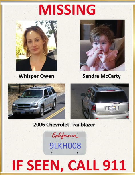 Whisper Owen and daughter Sandra missing flyer