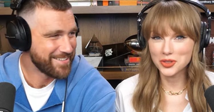 Taylor Swift and Travis Kelce on New Heights podcast
