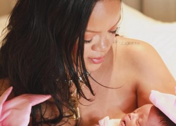 Rihanna with her baby