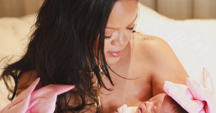 Rihanna with her baby