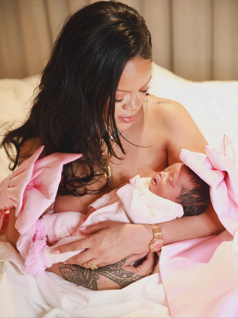 Rihanna with her baby